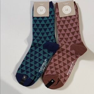 Richer Poorer Geometric Socks - Blue and Brown pink